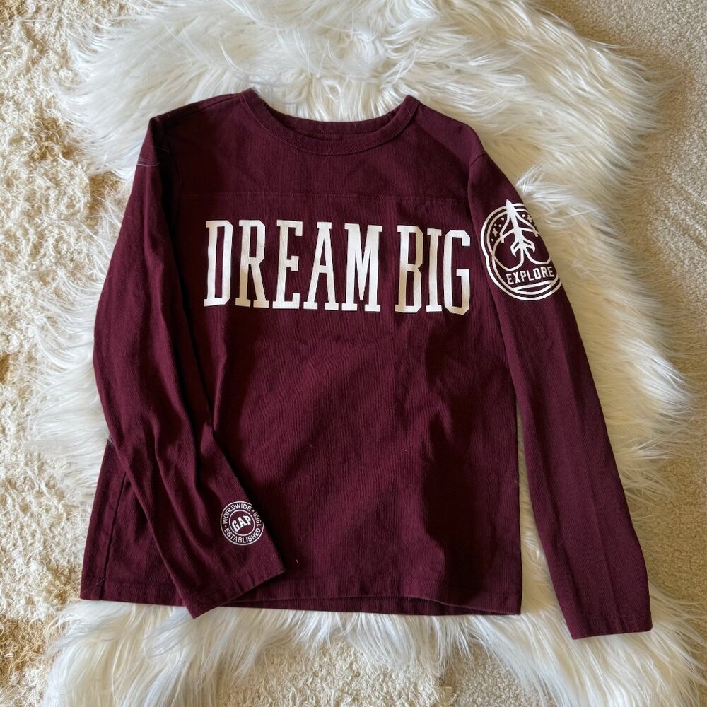 Gap Kids Maroon Dream Big Space Explore Long Sleeve T-Shirt M